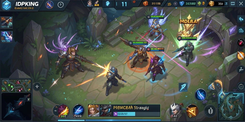 Gameplay seru dalam IDPKING menampilkan pertempuran tim yang mendebarkan.