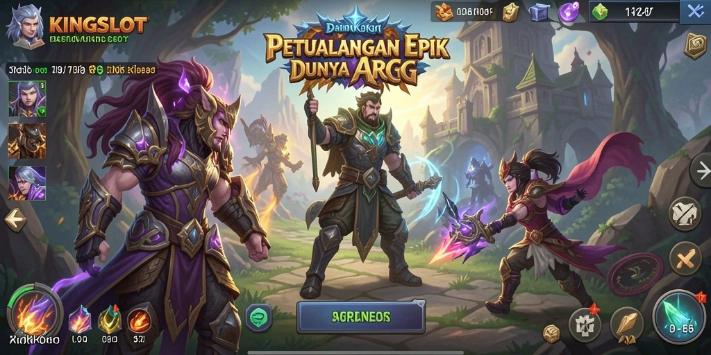 Screenshot gameplay KINGSLOT dengan aksi pertempuran seru.