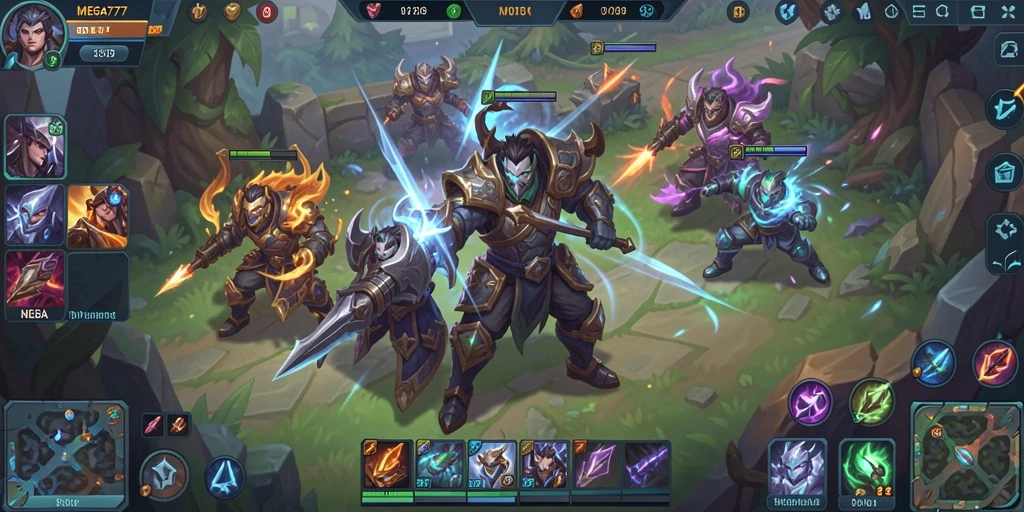 Tampilan gameplay seru MOBA di MEGA777.