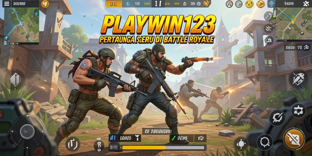 Tampilan aksi seru dari gameplay Battle Royale PLAYWIN123.