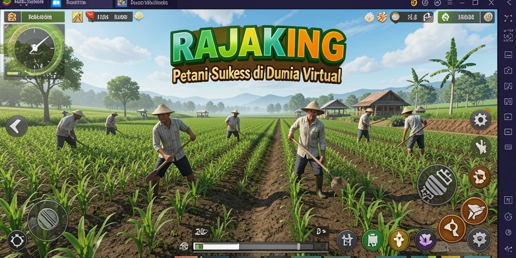 Tampilan gameplay menarik dari RAJAKING yang menampilkan kebun virtual.