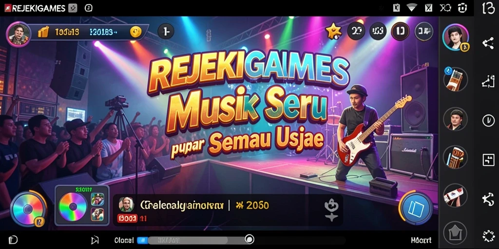 Screenshot gameplay seru dari REJEKIGAMES dengan berbagai lagu.