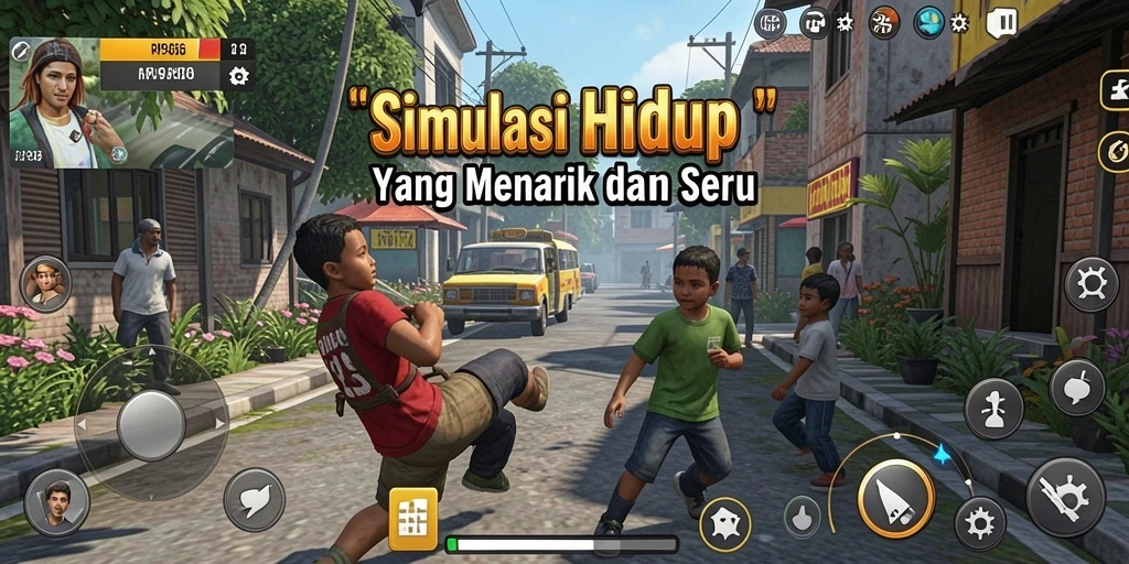 Tampilan gameplay dari RP886 yang menampilkan interaksi karakter dan berbagai aktivitas.
