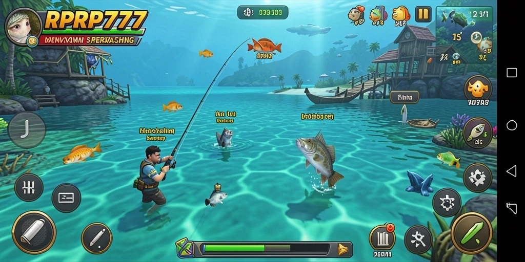 Gameplay seru dan mendebarkan dengan aksi memancing yang menyenangkan.