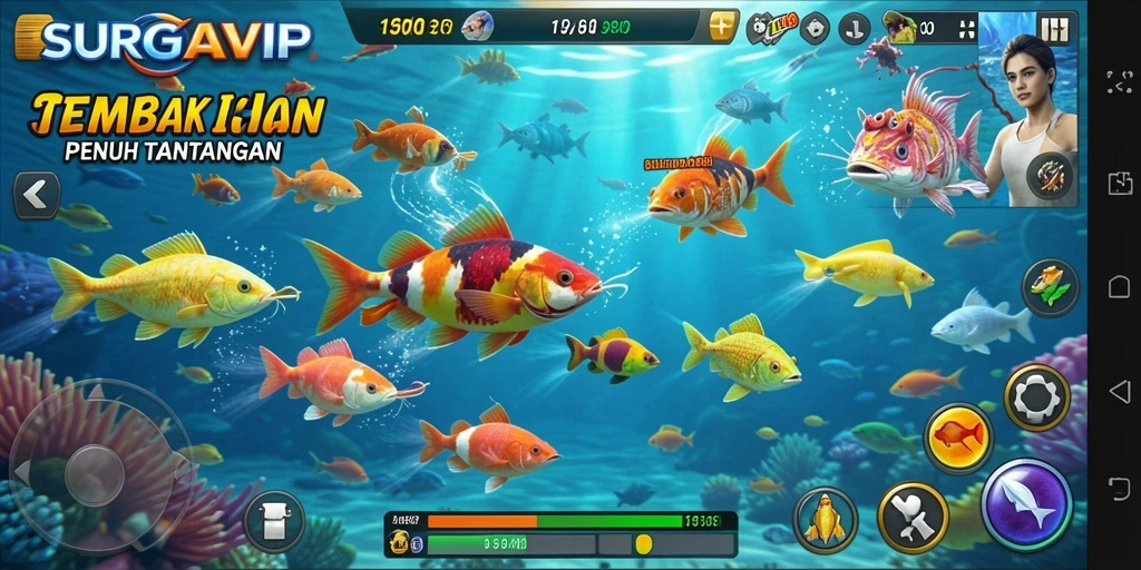 Tampilan gameplay SURGAVIP yang dinamis dan penuh warna.